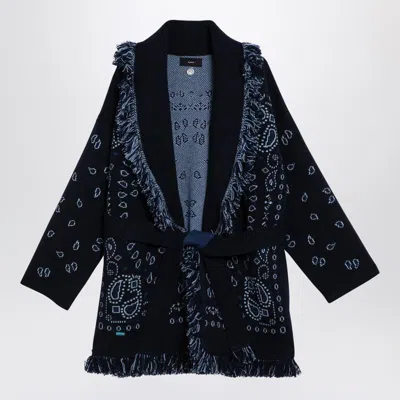 Alanui Icon Jacquard Midnight Blue Cardigan