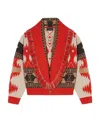 Alanui Icon Jacquard Cardigan Bomber In Red