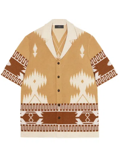 Alanui Icon Jacquard Piqué Shirt In Neutrals