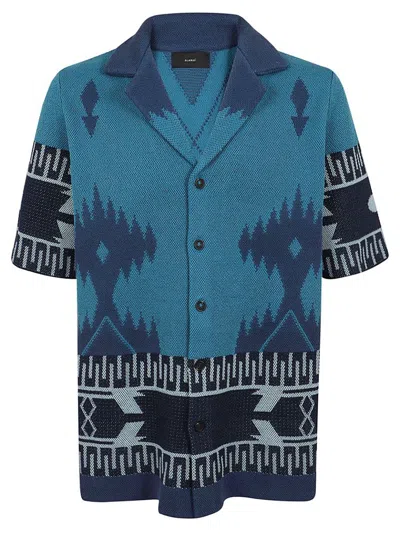 Alanui Icon Jacquard Straight Hem Shirt In Blue