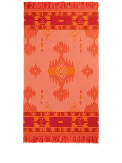 Alanui Icon Jacquard Virgin-wool Blanket In Orange