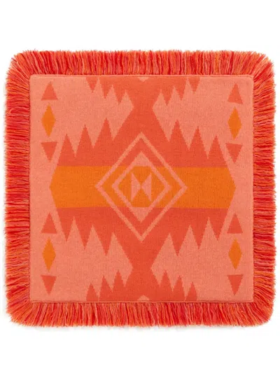 Alanui Icon Jacquard Virgin-wool Cushion In Orange