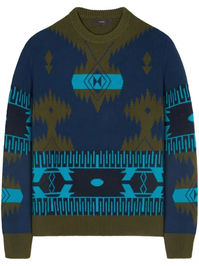 Alanui Icon Jacquard Virgin Wool Jumper In Navy