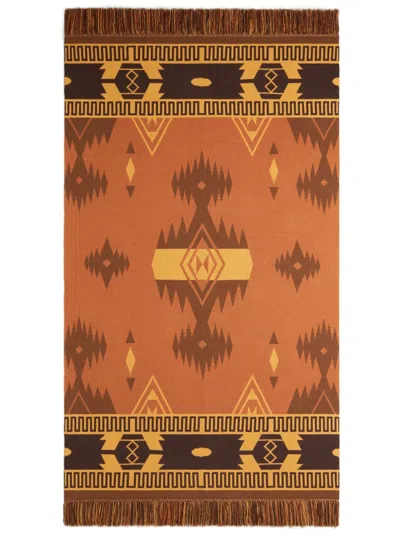 Alanui Icon Jacquard Wool Blanket In Orange