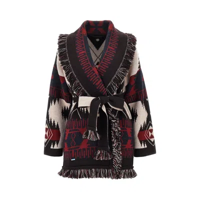 Alanui Icon Jacquard Wool Cardigan In Black
