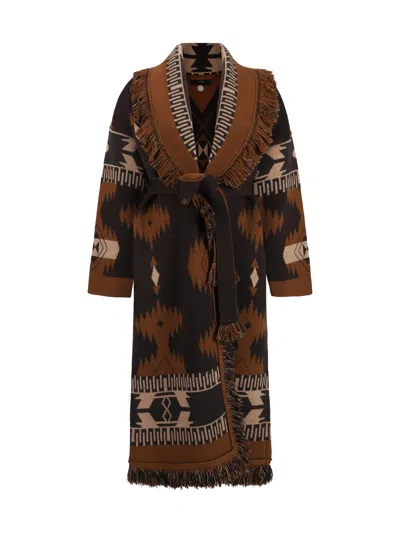 Alanui Icon Jaquard Coat In Brown