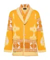 Alanui Cashmere Cardigan With Embroidered Geometric Pattern In Yellow