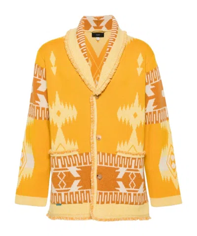 ALANUI ALANUI ICON PATTERN JACQUARD FRINGED DETAILED CARDIGAN