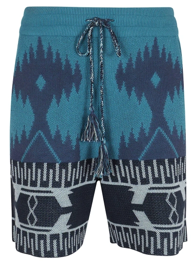 Alanui Icon Piquet Bermuda Shorts In Blue