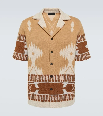 Alanui Icon Piquet Cotton Jacquard Shirt In Beige