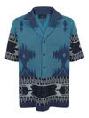 Alanui Camicia In Cotone Ricamato Uomo In Blue