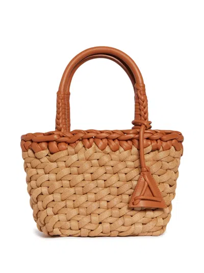 Alanui Icon Small Raffia Tote Bag In Brown
