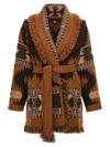 Alanui Icon Jacquard Fringe Belted Cashmere Cardigan
