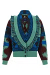 Alanui Cashmere Virgin Wool Fitted Jacket In Light Blue