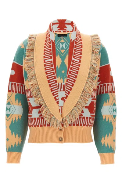 Alanui Icon Jacquard Fringed Cardigan In Multi