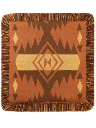 Alanui Icon Wool Cushion In Brown