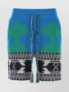 Alanui Piquet Cotton Icon Shorts With Geometric Motif In Green