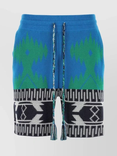 ALANUI ICONIC BERMUDA SHORTS WITH EMBROIDERED COTTON BLEND