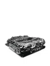 Alanui Intarsia-knit Frayed-edge Scarf In Black