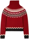 Alanui Intricately Patterned Red Turtleneck Sweater In Red