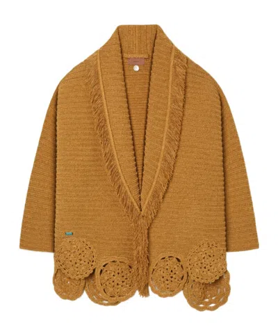 Alanui Island Memories Fringed Cardi-coat In Brown