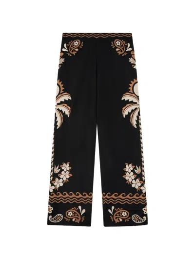 Alanui Island Roots Foulard Jacquard-knit Trousers In Multi