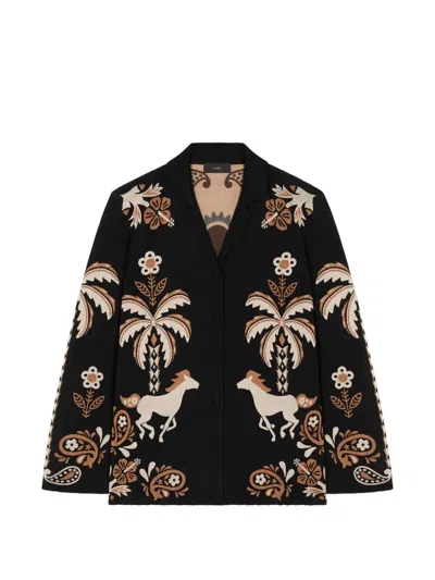 Alanui Island Roots Jacquard-knit Shirt In Black