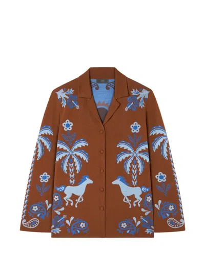 Alanui Island Roots Jacquard-knit Shirt In Brown