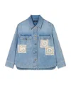 Alanui Light Blue Denim Overshirt With Crochet Lace Accents In Blue