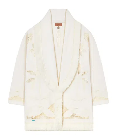 Alanui Belted Cardigan In White