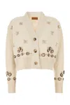 Alanui Cardigan Ocean Dream Oversize In Misto Seta Avorio Donna In Neutral