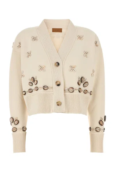 Alanui Ivory Silk Blend Oversize Ocean Dream Cardigan In Neutral
