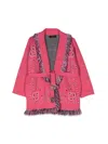 Alanui Jacquard Cardigan In Fuchsia
