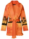 Alanui Jacquard Landscape Cardigan In Orange