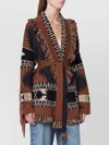 Alanui Dreamscape Jacquard Cardigan In Black/brown In Brown