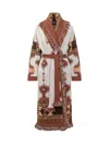 Alanui Icon Jacquard Fringe Belted Cashmere Cardigan In Chalk-peca
