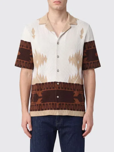 Alanui Jacquard Cotton Bowling Shirt With Abstract Pattern And Cuban Collar In Black