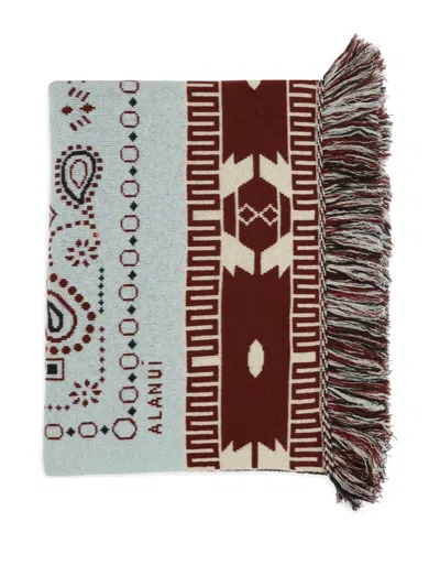 Alanui Jacquard Frayed Bandana Blanket In Brown