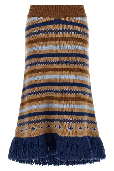 Alanui Jacquard Knit Midi Skirt In Multi