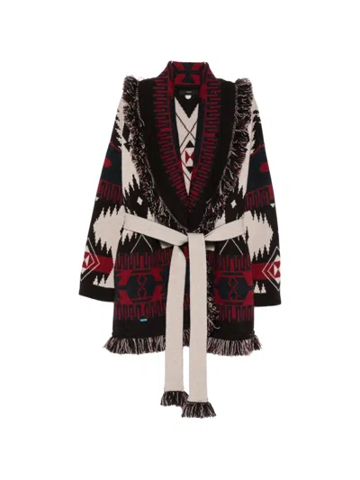 Alanui Jacquard Knitted Coat In Multi