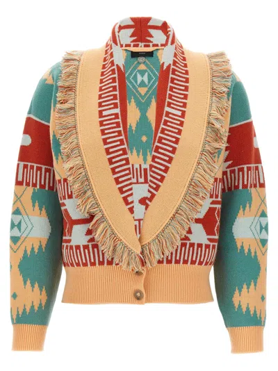 Alanui Jacquard Wool-cashmere Cardigan In Purple