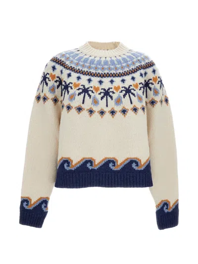 Alanui Nordic-inspired Jacquard Knit Sweater With Ribbed Finish In Multi
