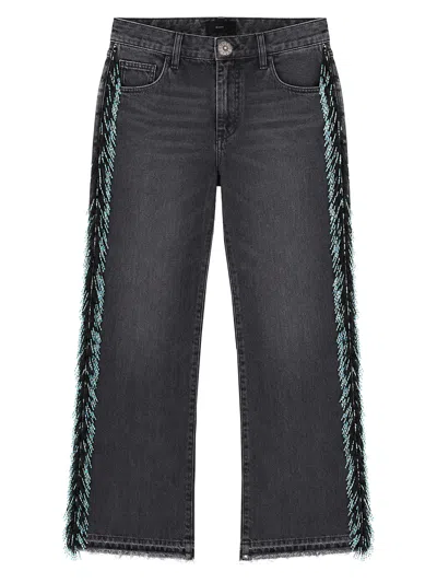 Alanui Jeans Con Frange Di Perline In Gray