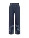 Alanui Graphic-print Cotton Straight-leg Jeans In Blue