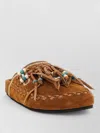 Alanui Journey Beaded Braided Flat Open Toe Slides In Brown