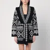 Alanui Geometric Patterned Virgin Wool And Cotton Cardigan In Black