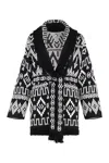 Alanui Belted Fringed Wool-blend Jacquard Cardigan