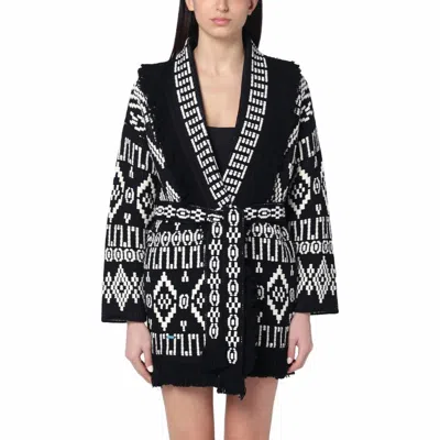Alanui Jungle Beat Cardigan In Black-white In Multi