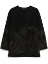 Alanui Jungle Toile De Jouy Cotton Top In Schwarz