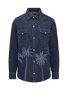 Alanui Embroidered Design Denim Shirt Cuffs In Blue